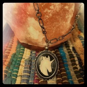 Vintage Unicorn Cameo Necklace